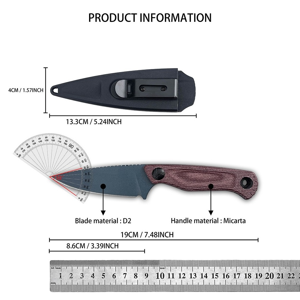 Couteau à lame fixe D2 Dacian  - Edc Carry Kit avis et prix